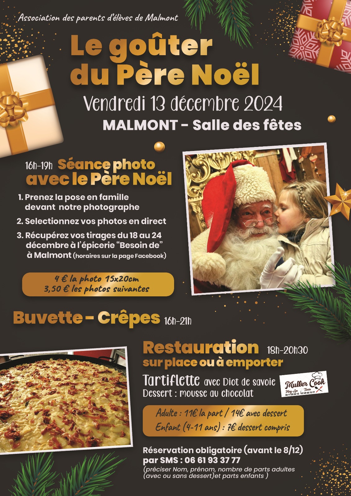 Affiche annonçant le goûter du Père Noël le 13 décembre 2024