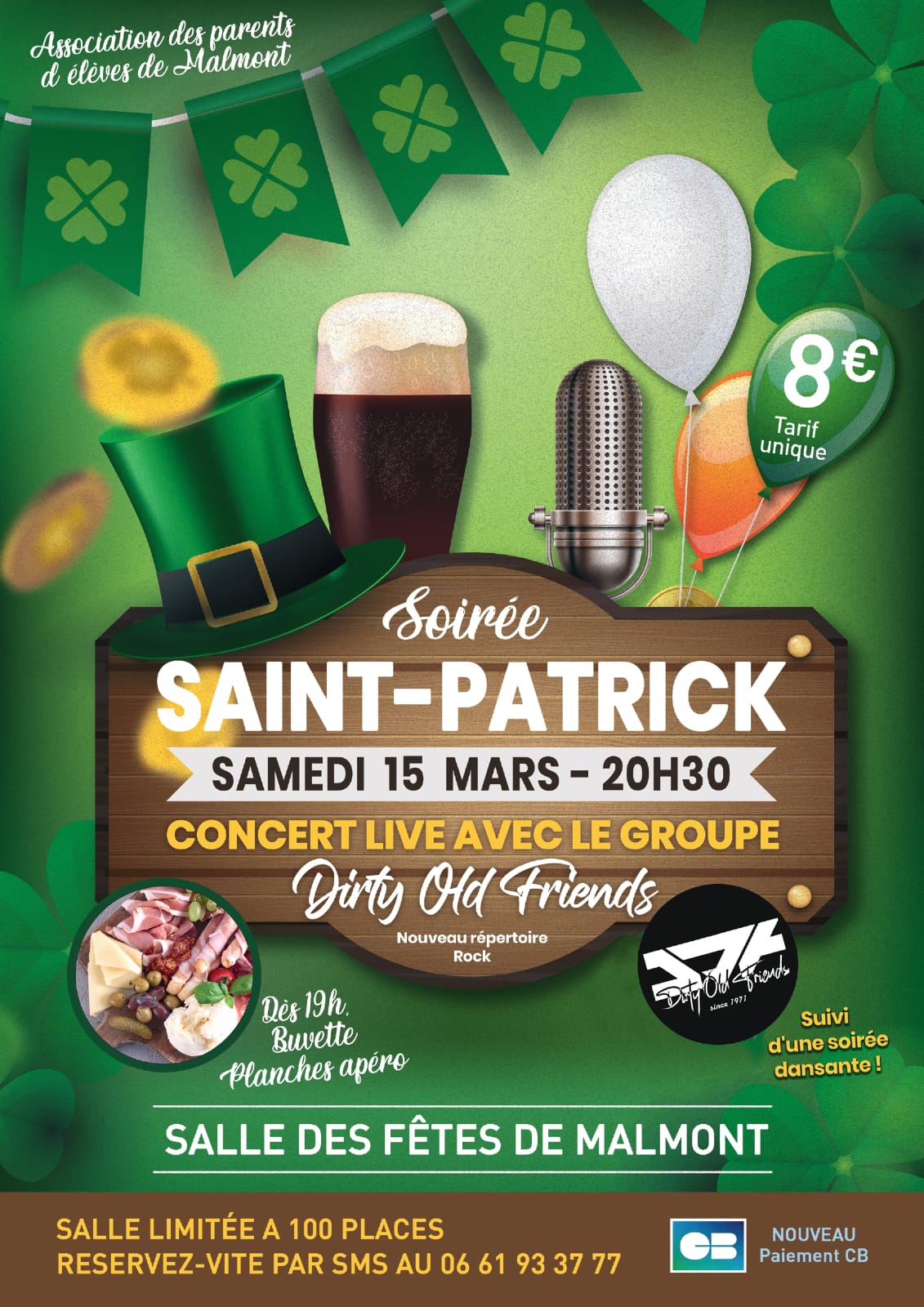 Affiche annonçant la soirée de la Saint-Patrick 2024