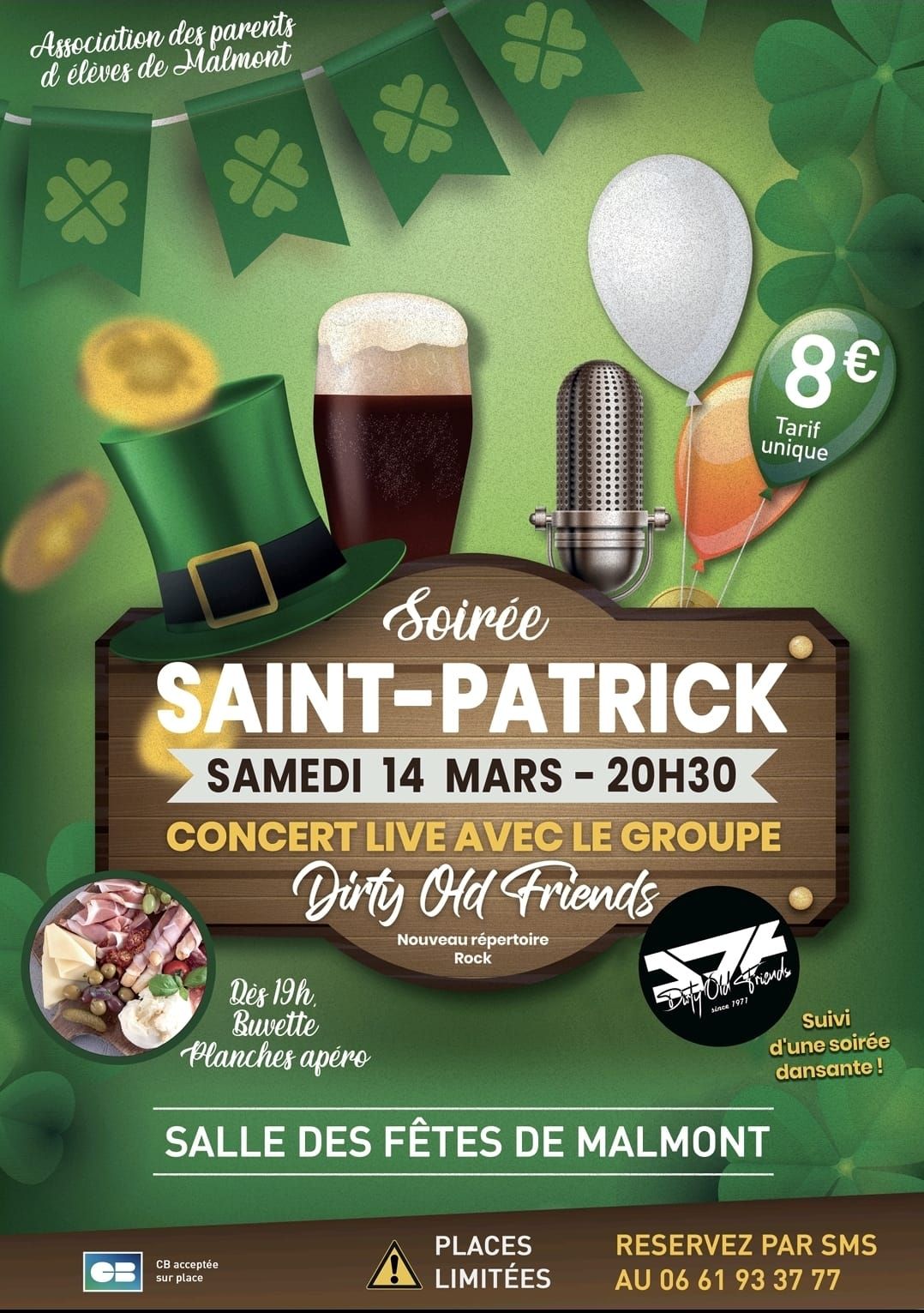 Affiche annonçant la soirée de la Saint-Patrick 2026