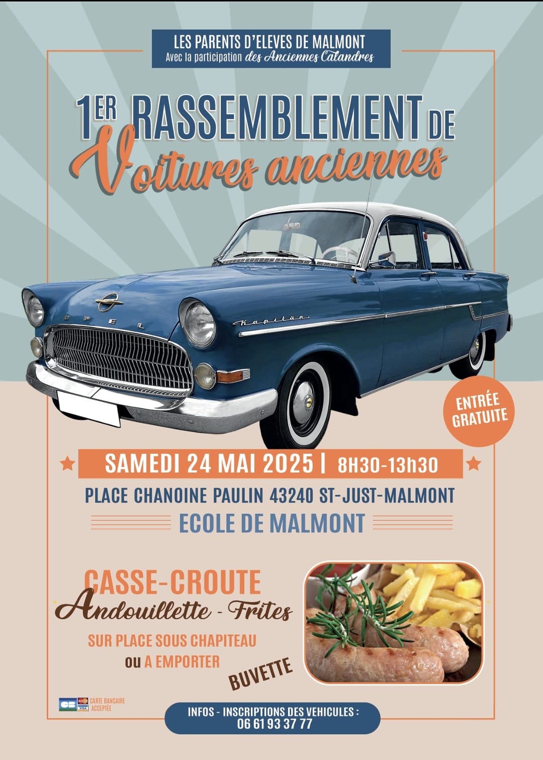 Affiche annonçant la journée de rassemblement des voitures anciennes